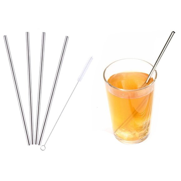 5-Pack: Resuable Washable Stainless Steel Bent Drinking Straws  (Bend) - Picture 1 of 2
